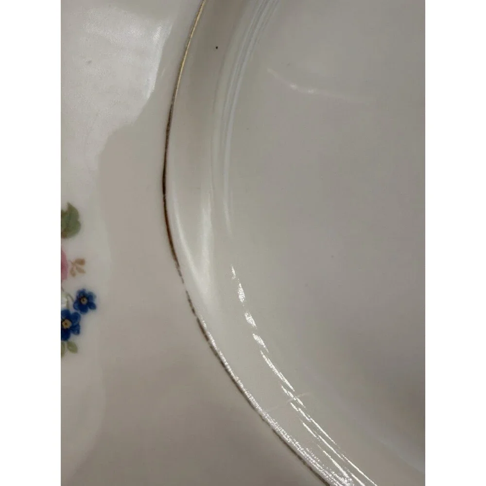 Vintage Czechoslovakia Floral Porcelain Serving Platter Gold Trim Oval 13” Roses